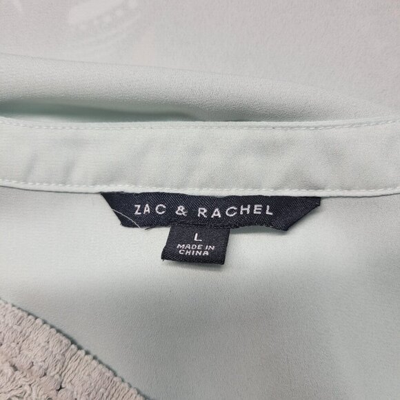 Zac & Rachel Large Light Mint Green Flutter Ruffle 3/4 Sleeve Lightweight Blouse - Picture 8 of 10